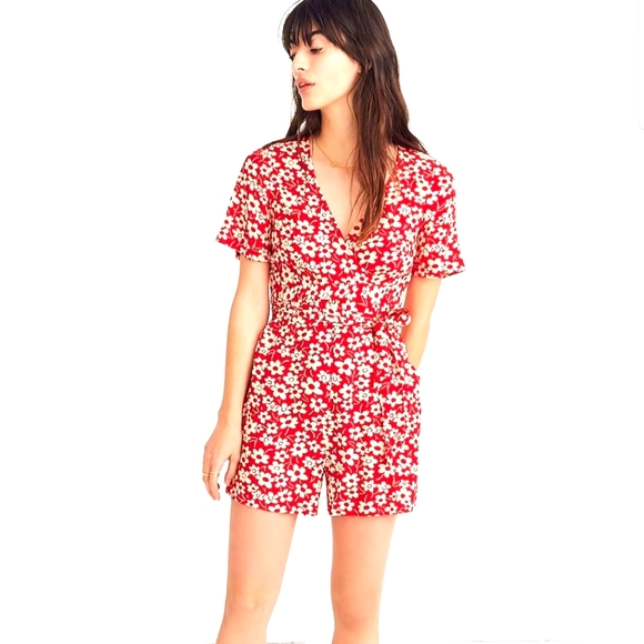 Madewell Pants - Madewell Wrap Front Romper In Mini Daisy